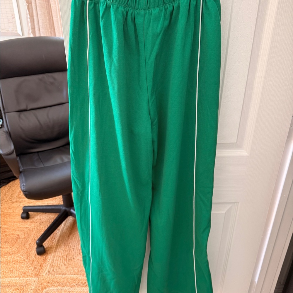wild fable Emerald Green Elastic Waist Pants with Ribbed Waistband - Picture 3 of 3